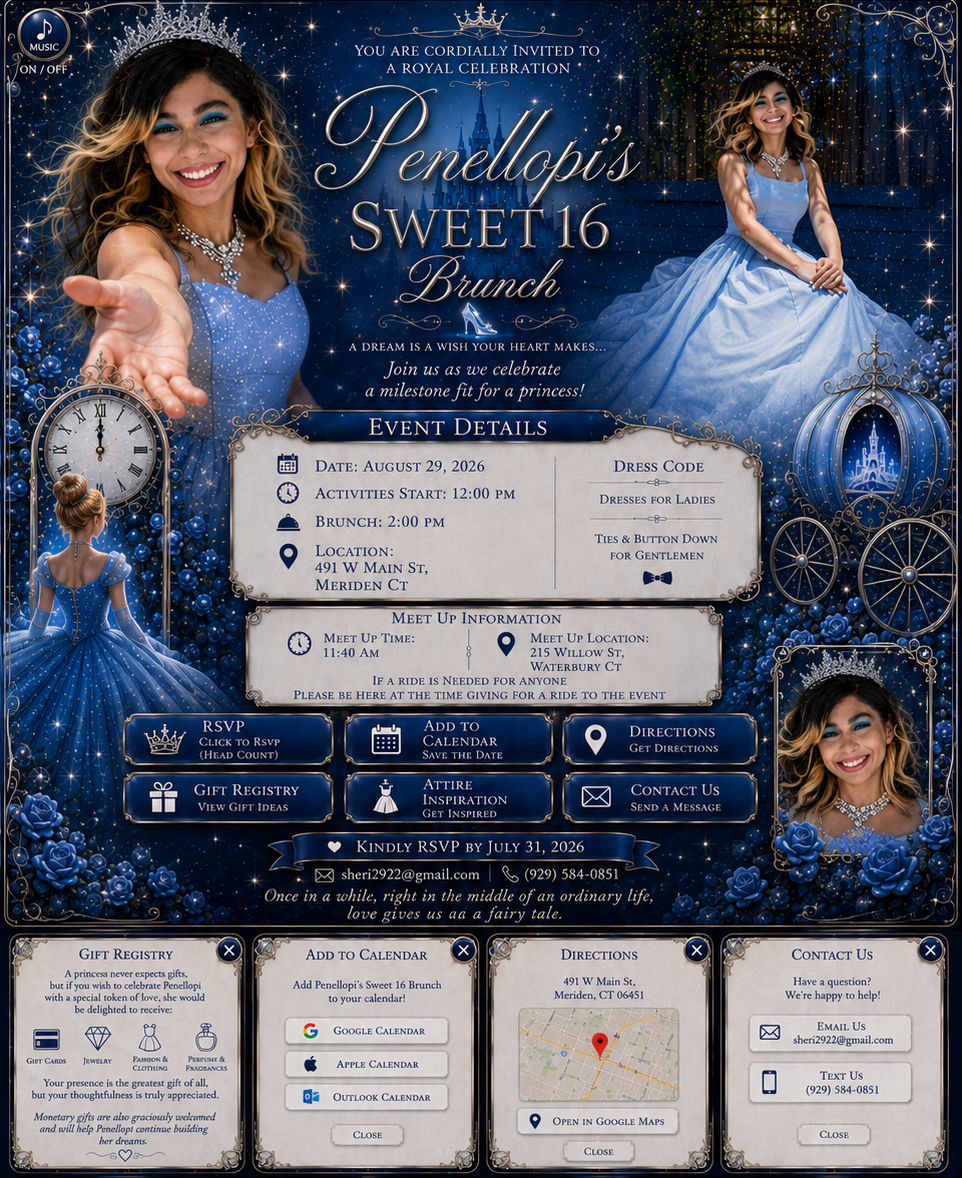 Penellopi's Sweet 16 Brunch invitation