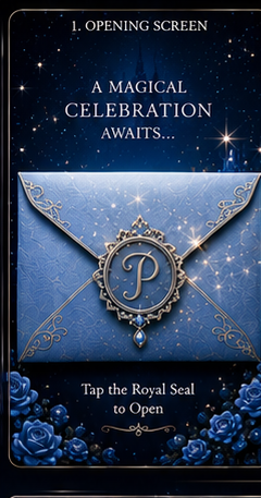 Royal blue envelope with P seal